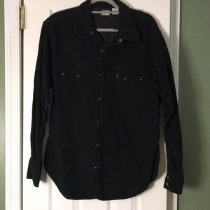 Levi’s Red Tab Vintage Black Corduroy Western Snap Front Shirt sz Lg